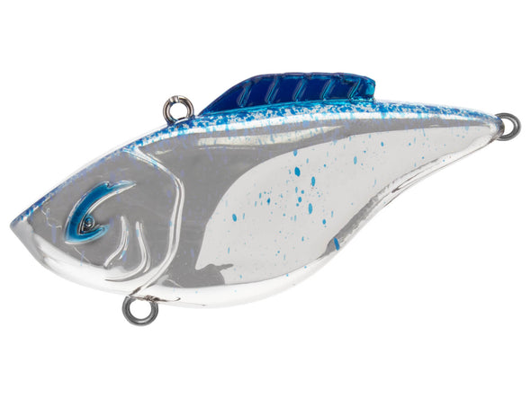 Bill Lewis Hammer-Trap Lipless Crankbait Chrome Blue Splatter Back