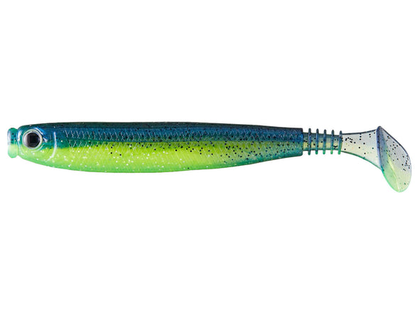 G-Ratt Baits Thin Swim Paddle Tail Swimbait Chartreuse Blue