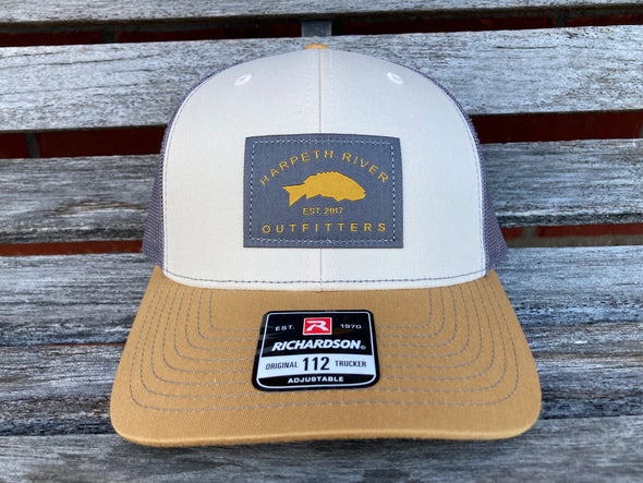 Harpeth River Outfitters Banner Logo Cap Mink Beige Charcoal Amber Gold Amber Gold
