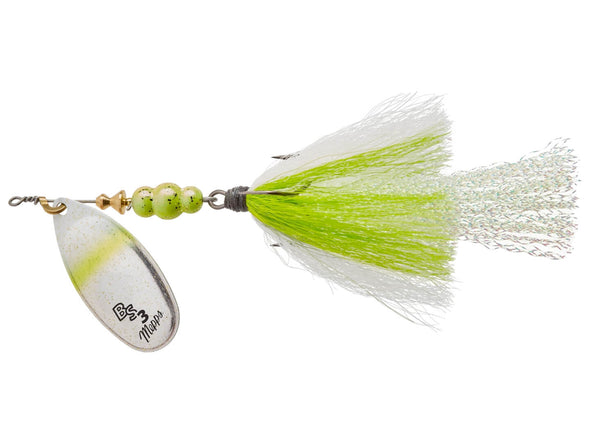Mepps Bronze Slammer Inline Spinner Silver Chartreuse Shad