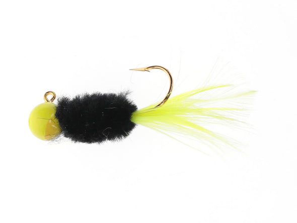 Mr. Crappie Slab Daddy Live Hair Jig Tuxedo Black Chartreuse