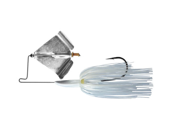 Picasso Rusty Squeaker Buzzbait White Pearl Hologram Nickel Blade