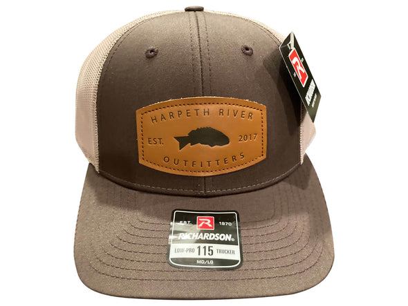 Harpeth River Outfitters Leather Patch Trucker Cap Brown Khaki