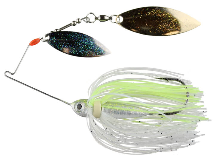 Spot Sticker Baits Mini Me Double Willow Spinnerbait 3/8 oz / Chartreuse Billet - Nickel / Gold