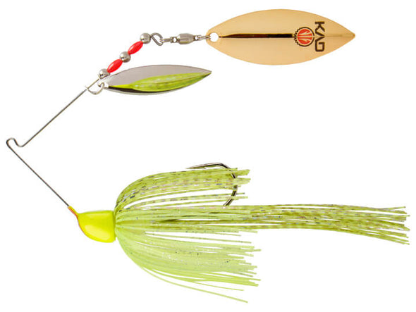 Strike King KVD Finesse Spinnerbait Super Chartreuse Double Willow Leaf Blades Silver Gold