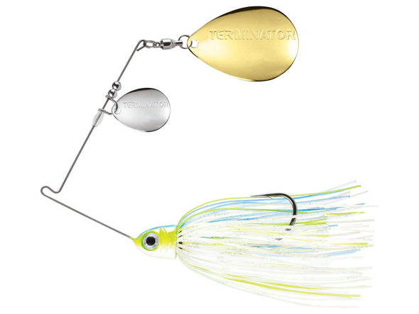 Terminator P1 Pro Series Double Colorado Spinnerbait Nashville Sexy Nickel Gold